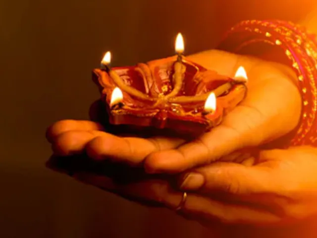 After worshipping Lord Ganesha and Goddess Lakshmi, you should light 11 ghee lamps near the idols.